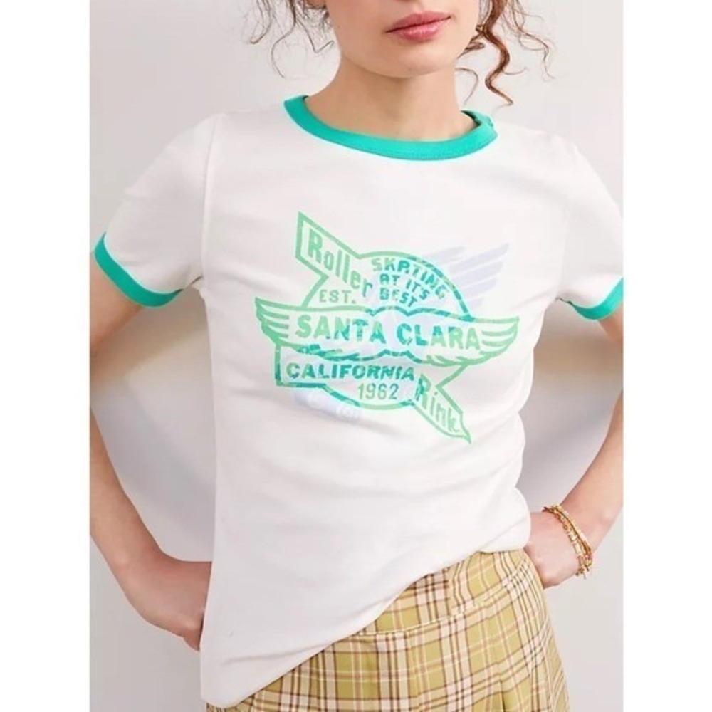 Anthropologie Maeve Ringer Graphic Tee XS‎